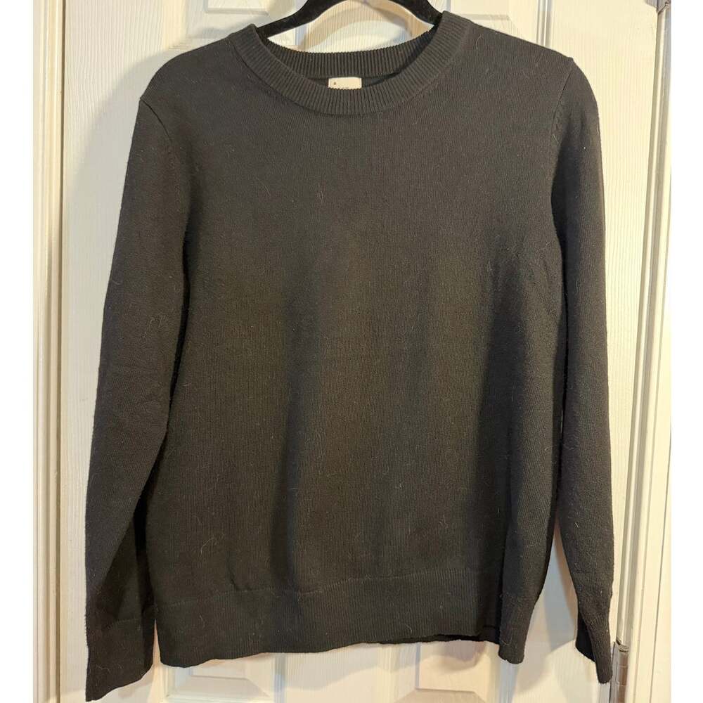 A New Day Black Crewneck Sweater M Fine Knit Pullover